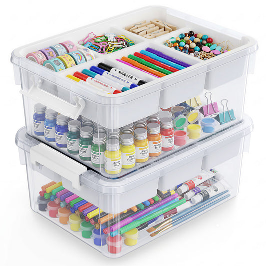 T1 20Qt/40Qt Stackable Storage Box with Lid Tray Craft Box Organizer