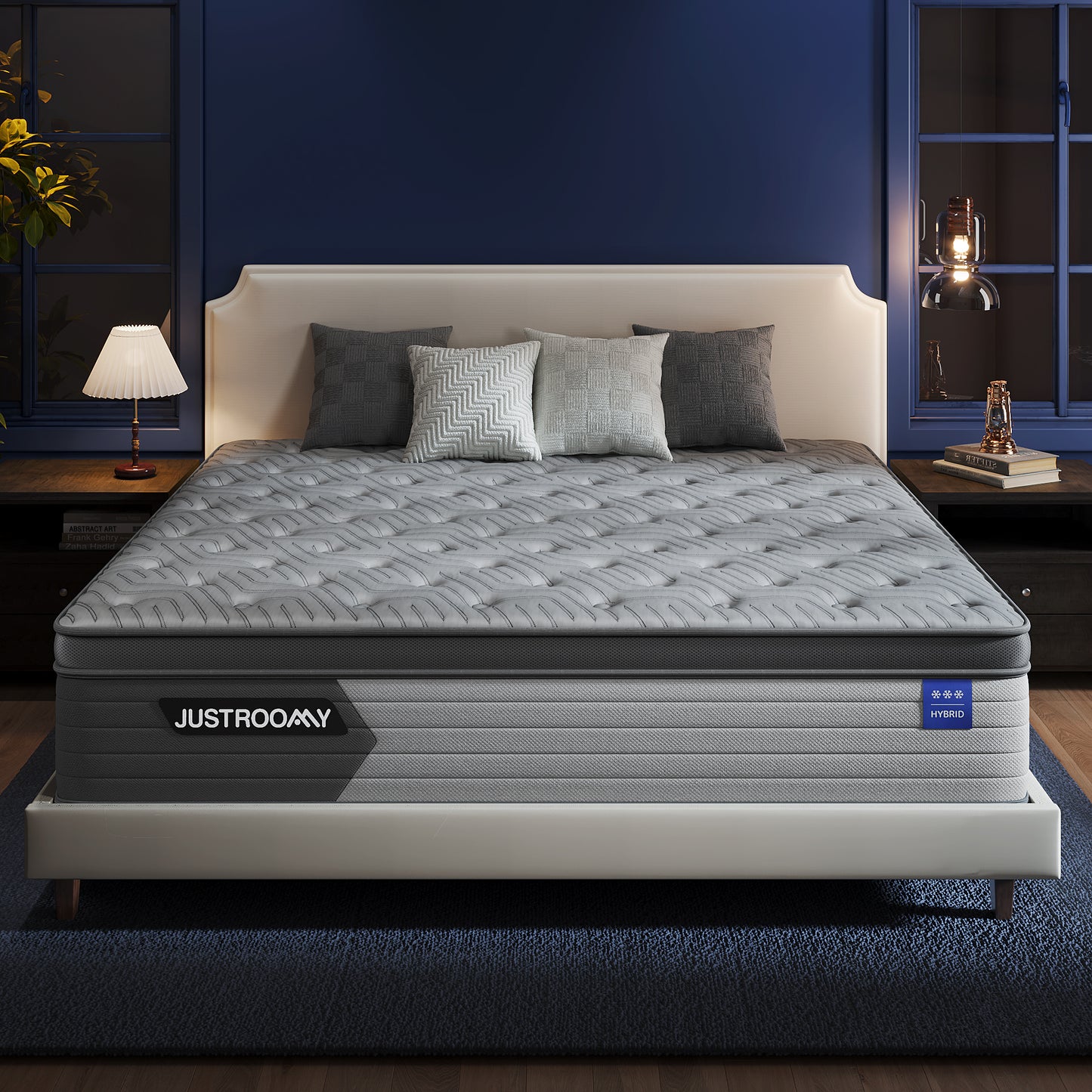 Justroomy 12&14 Inch King Size Mattress Firm Hybrid Mattress- Full Cooling Gel Memory Foam & High-Density Ice Silk Fabric