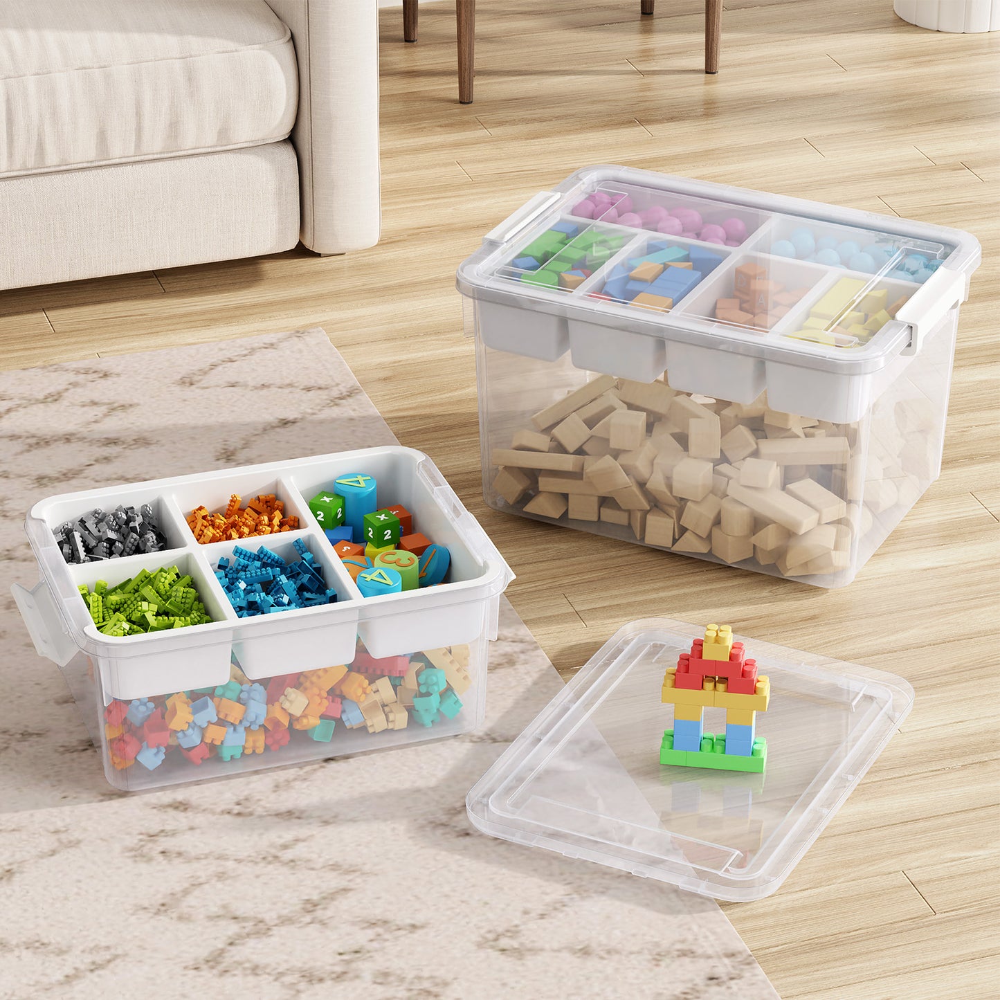 T1 20Qt/40Qt Stackable Storage Box with Lid Tray Craft Box Organizer
