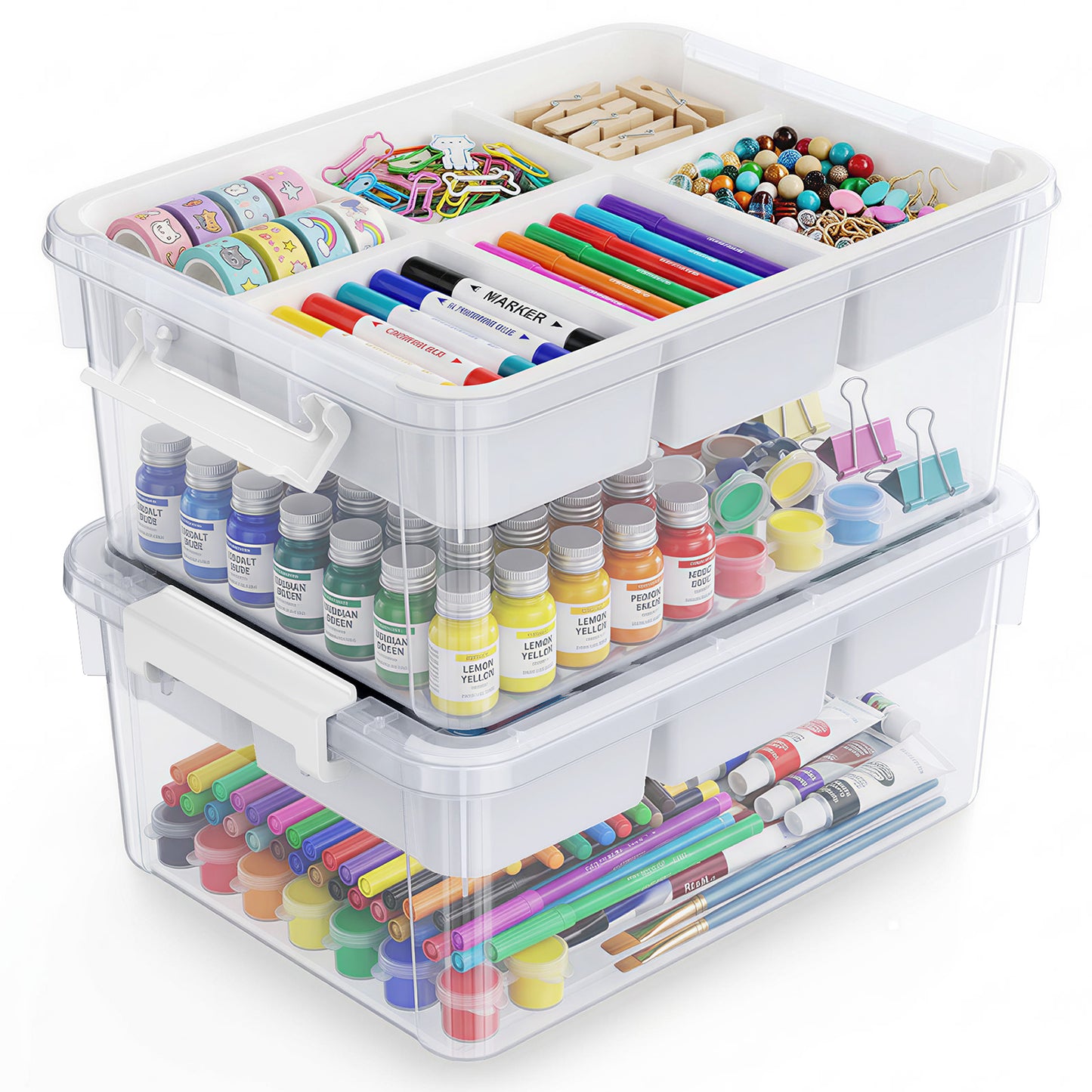 T1 20Qt/40Qt Stackable Storage Box with Lid Tray Craft Box Organizer