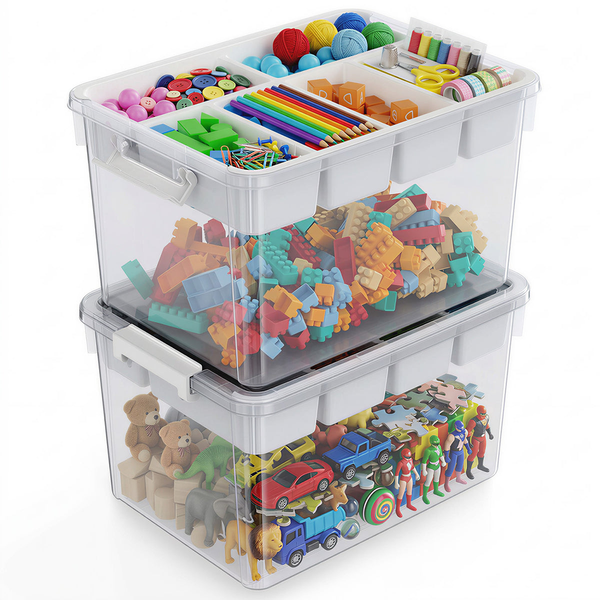 T1 20Qt/40Qt Stackable Storage Box with Lid Tray Craft Box Organizer