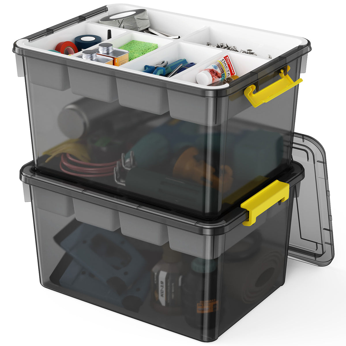 T1 20Qt/40Qt Stackable Storage Box with Lid Tray Craft Box Organizer