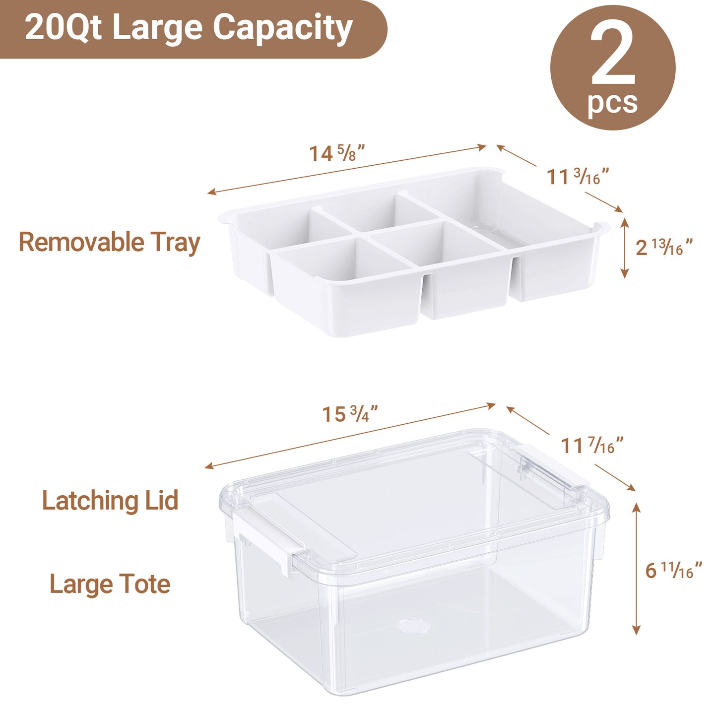 T1 20Qt/40Qt Stackable Storage Box with Lid Tray Craft Box Organizer