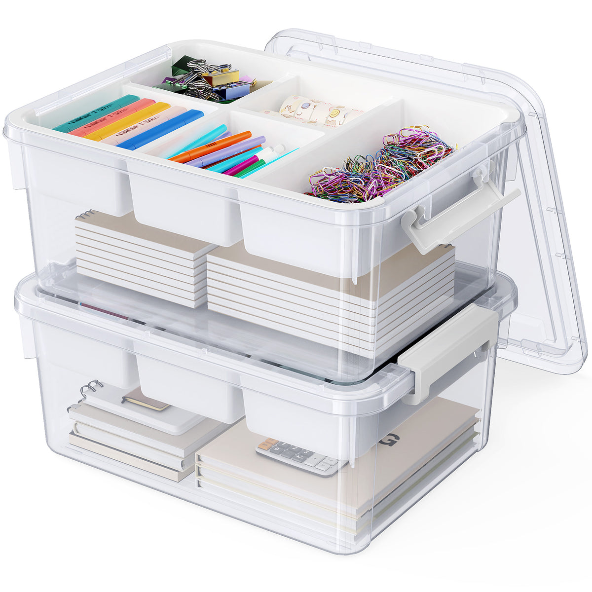 T1 20Qt/40Qt Stackable Storage Box with Lid Tray Craft Box Organizer