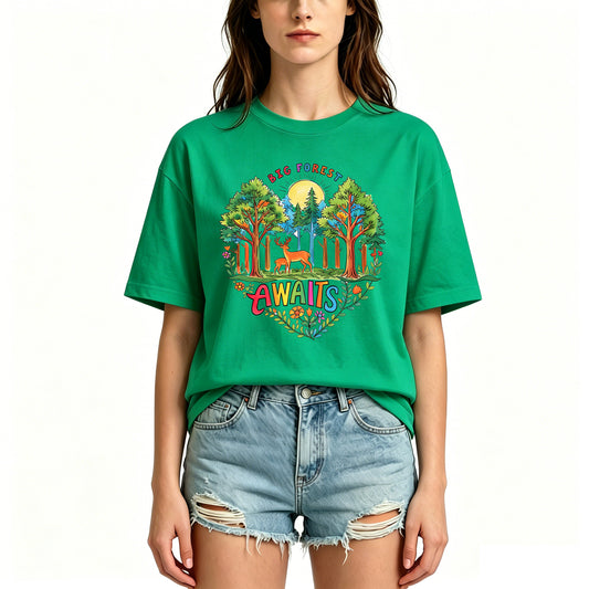 Forest and Deer Graphic Hiking Camping T-Shirts