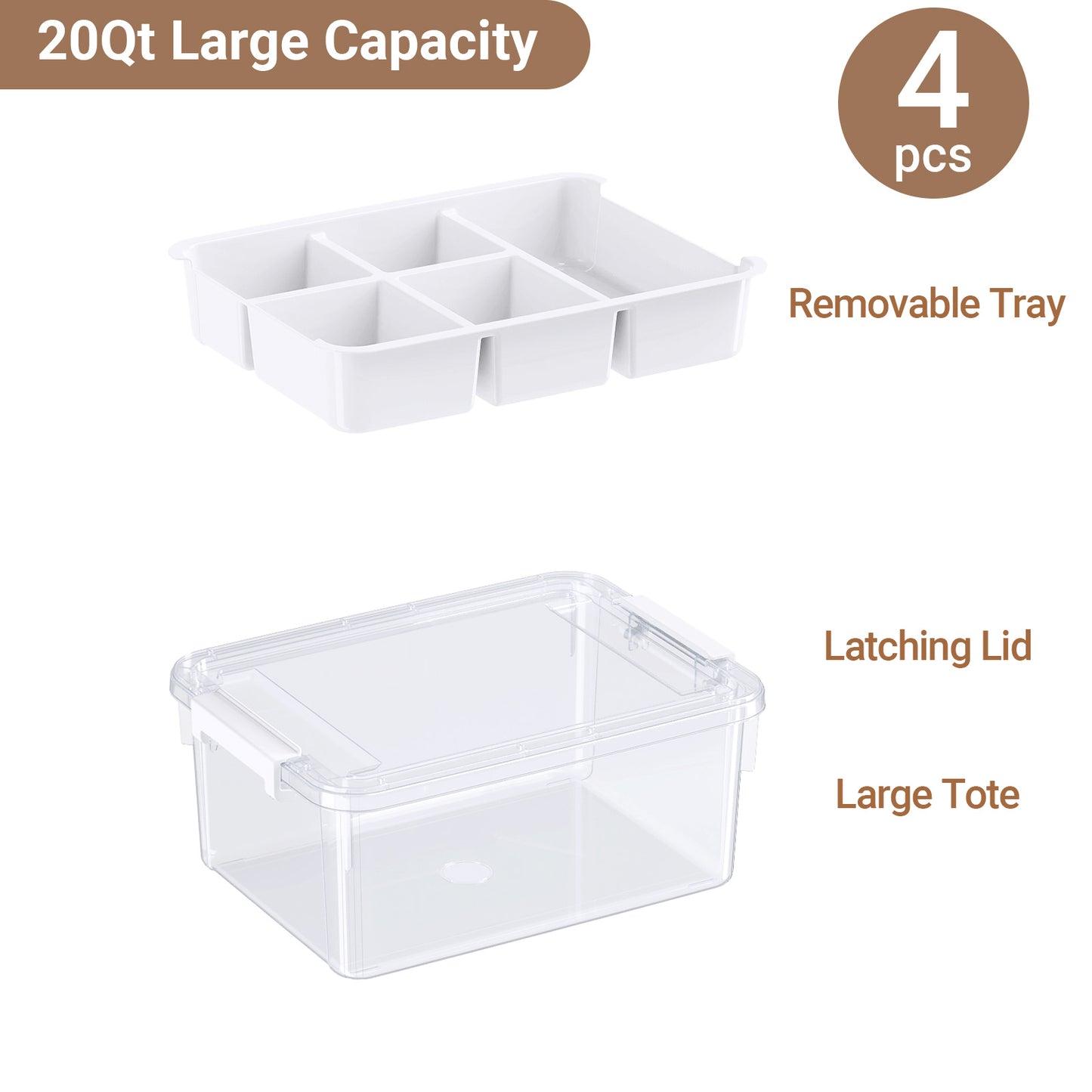 T1 20Qt/40Qt Stackable Storage Box with Lid Tray Craft Box Organizer