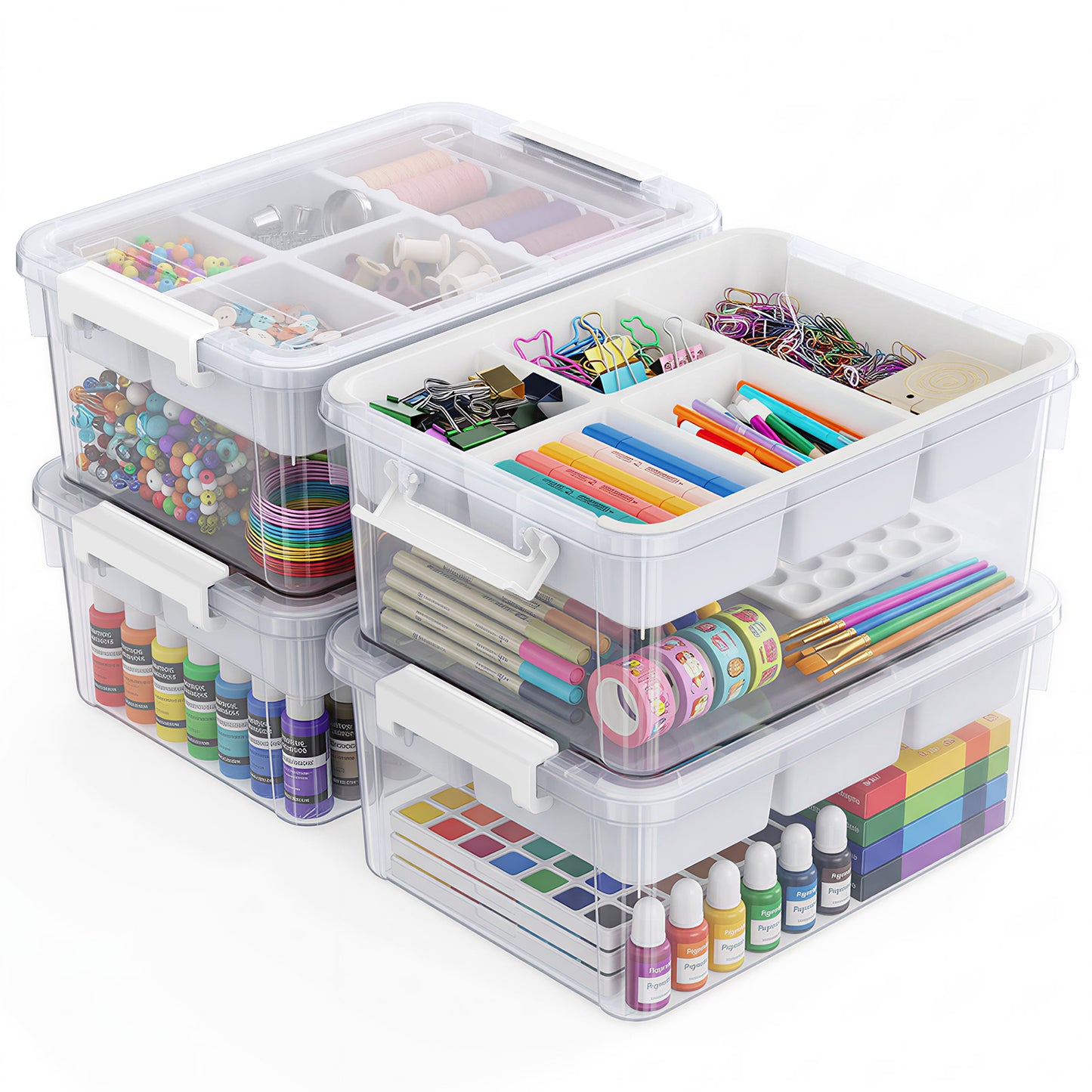 T1 20Qt/40Qt Stackable Storage Box with Lid Tray Craft Box Organizer