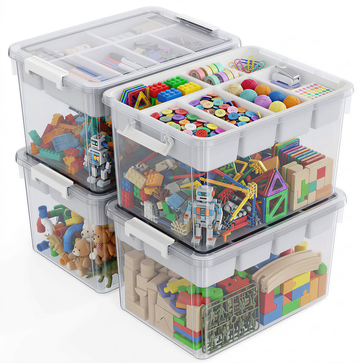 T1 20Qt/40Qt Stackable Storage Box with Lid Tray Craft Box Organizer