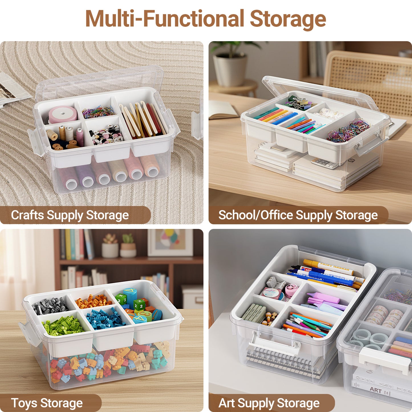 T1 20Qt/40Qt Stackable Storage Box with Lid Tray Craft Box Organizer