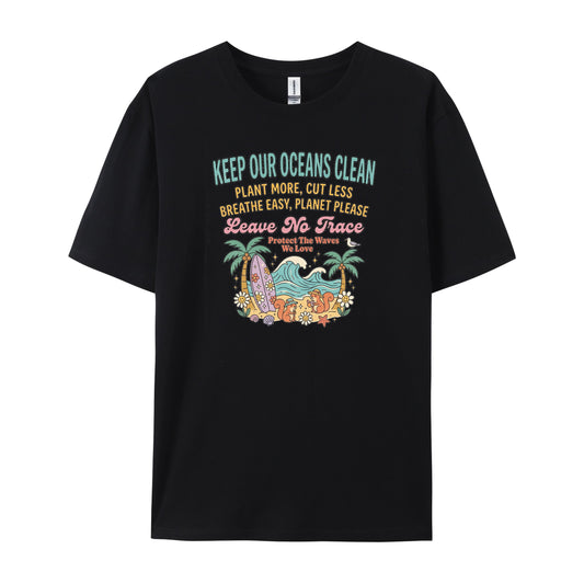 Oceans Retro Beach Surf Cotton T-Shirts