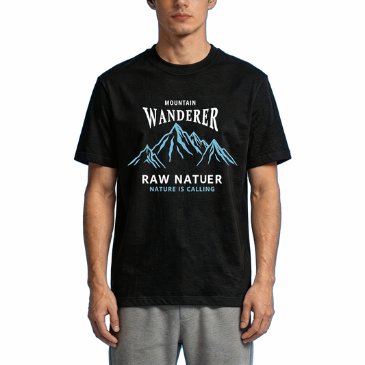 Mountain Print Cotton Hiking T-Shirts