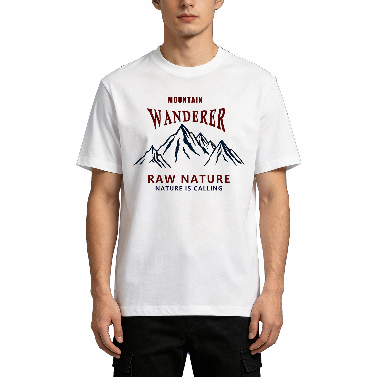 Mountain Print Cotton Hiking T-Shirts