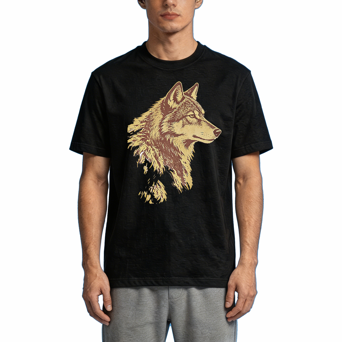 Bold Wolf Head Graphic T-Shirts