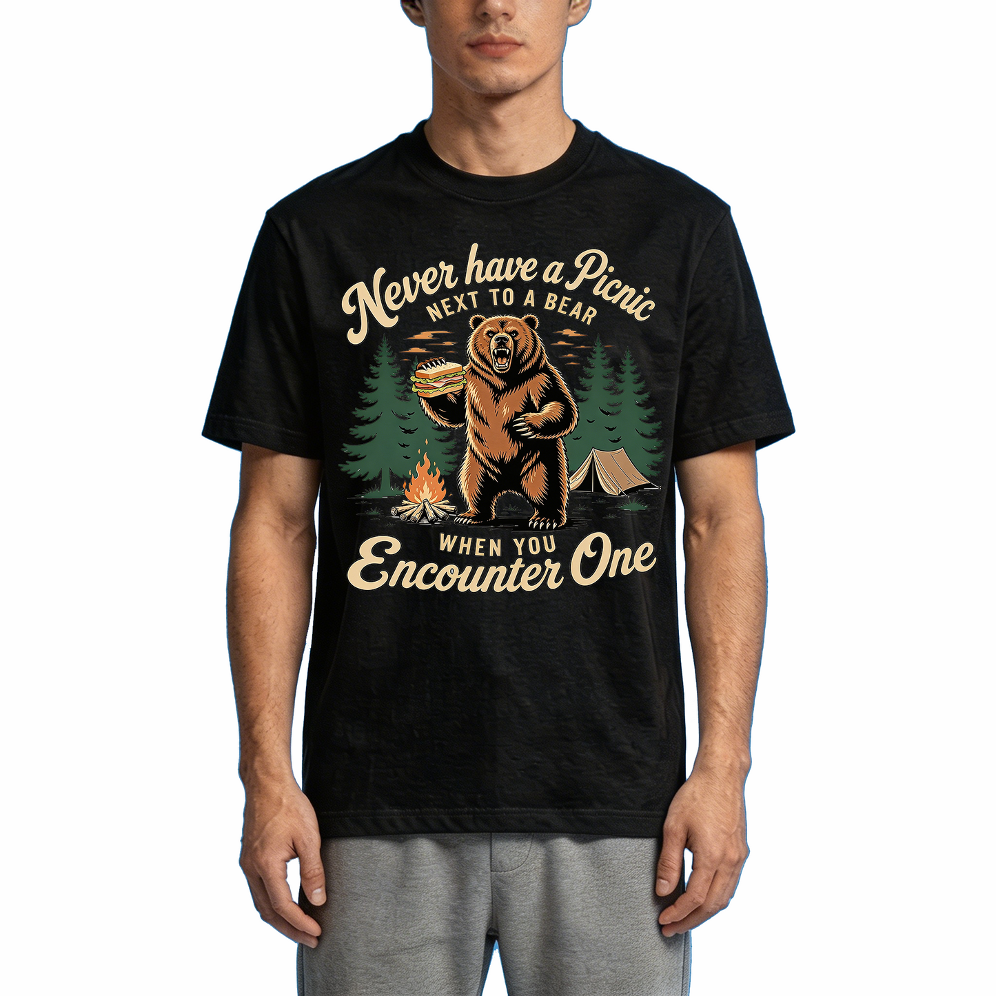 Bear Camping Picnic Warning Hiking T-Shirts