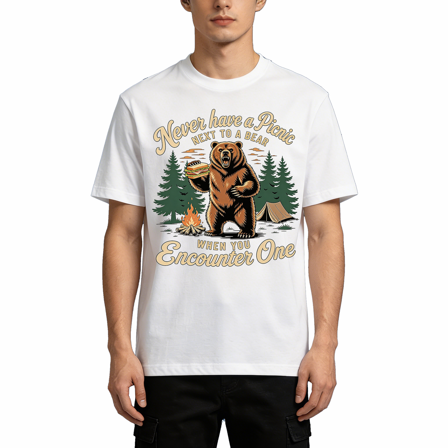 Bear Camping Picnic Warning Hiking T-Shirts