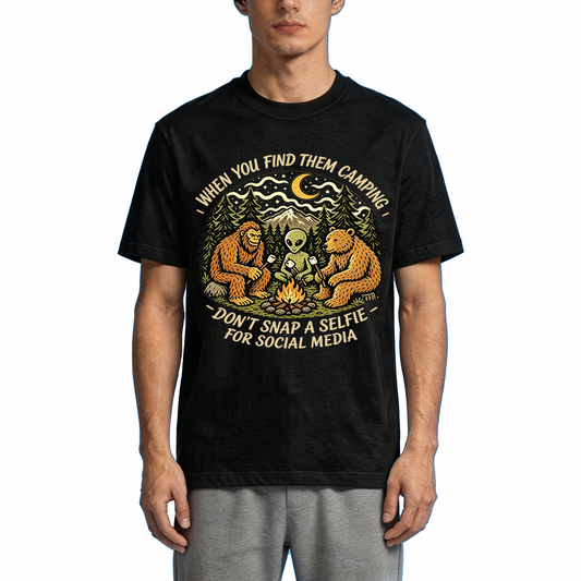 Bigfoot Alien Bear Campfire Camping T-Shirts