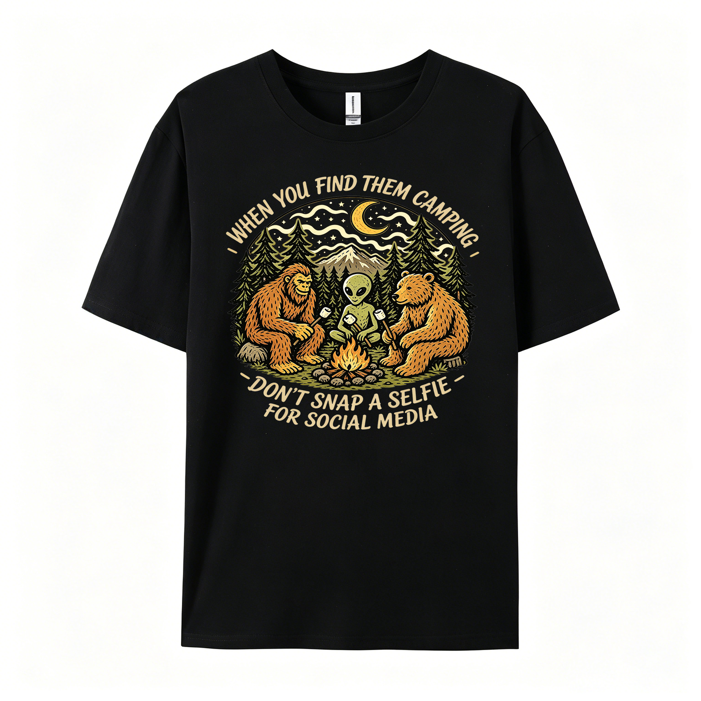 Bigfoot Alien Bear Campfire Camping T-Shirts