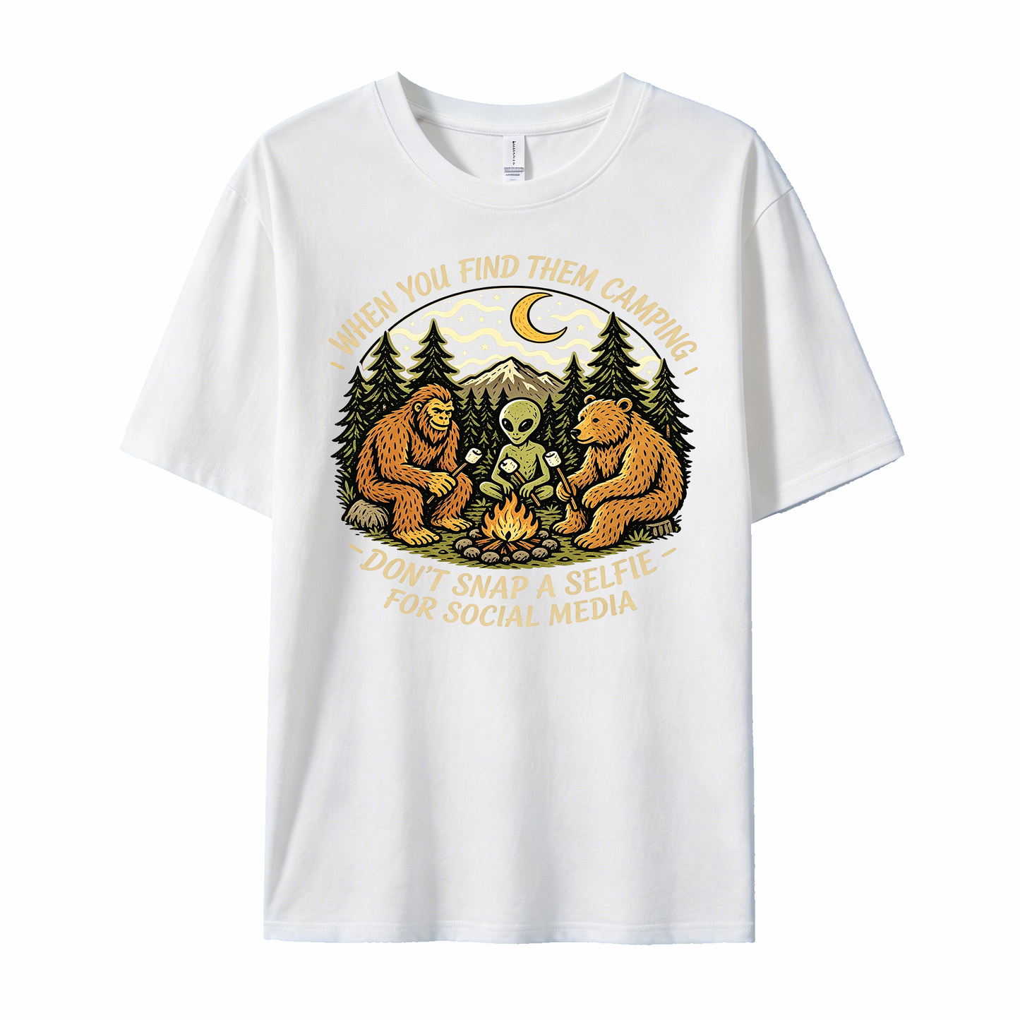 Bigfoot Alien Bear Campfire Camping T-Shirts