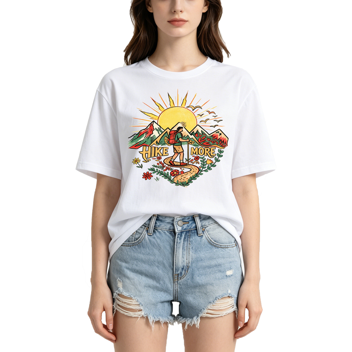 Hike More Flower Prints T-Shirts