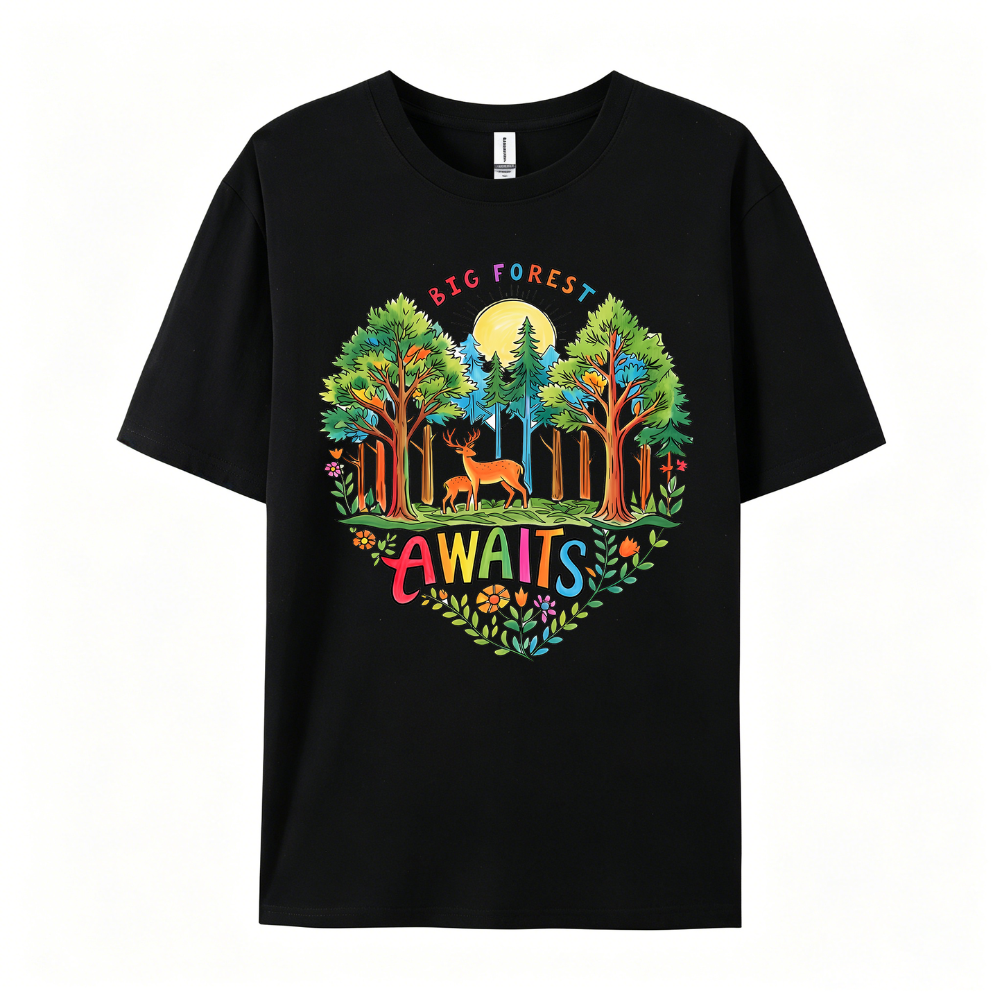 Forest and Deer Graphic Hiking Camping T-Shirts