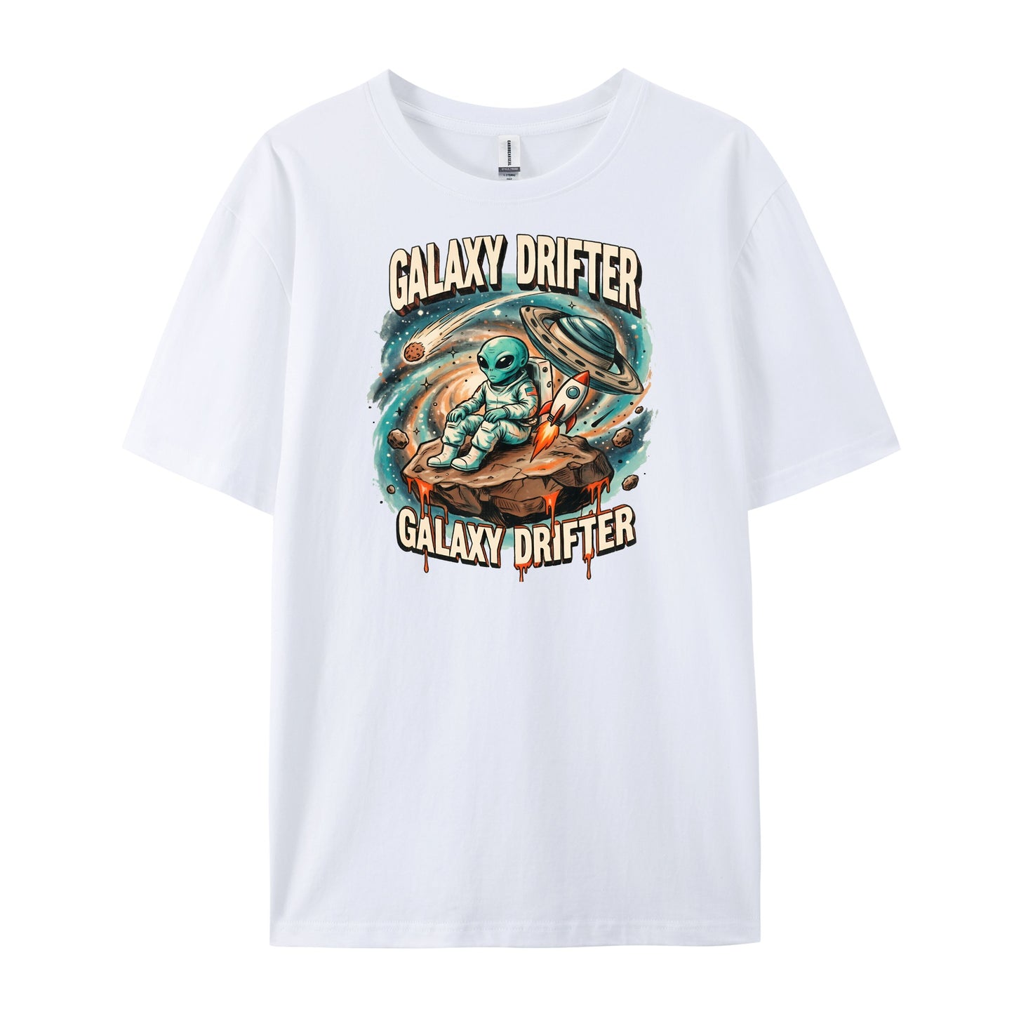 Retro Cartoon Galaxy Alien Print T-Shirts